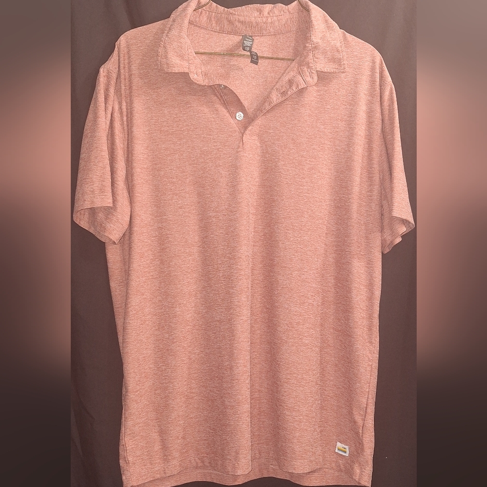 Vuori Performance Polo Shirt Heather Rose Large – Stretch Athletic Fit
